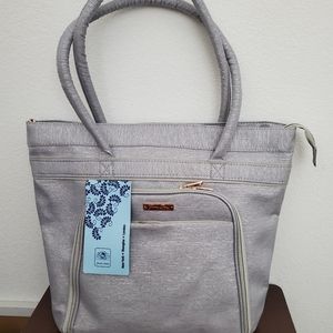 Jenni Chan Metallic Silver Travel Computer Bag.
